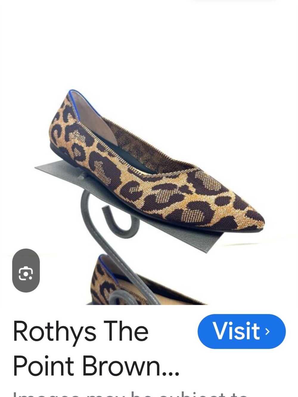 Rothy's The Point Leopard Print Brown Flats with Blue Trim